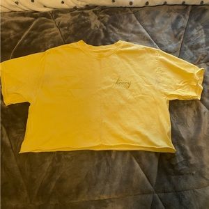 Yellow Brandy Melville self cropped honey tee! One size (fits small - medium)